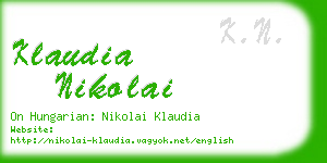 klaudia nikolai business card